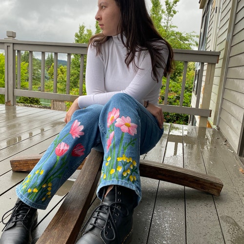 pink paint splatter jeans