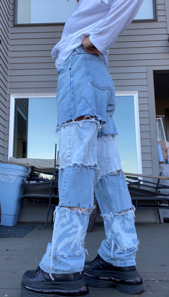Patchwork Tie Dyed Pants With Safety 