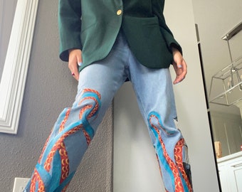 Hand Painted Jeans: Octopus Tentacles!