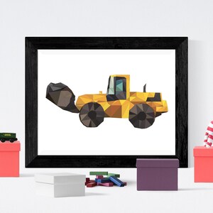 Geometric Wall Art, Geometric Shapes, Construction Vehicle, Construction Poster, Boys Room, Construction Vehicle Digital Download, Kids Room