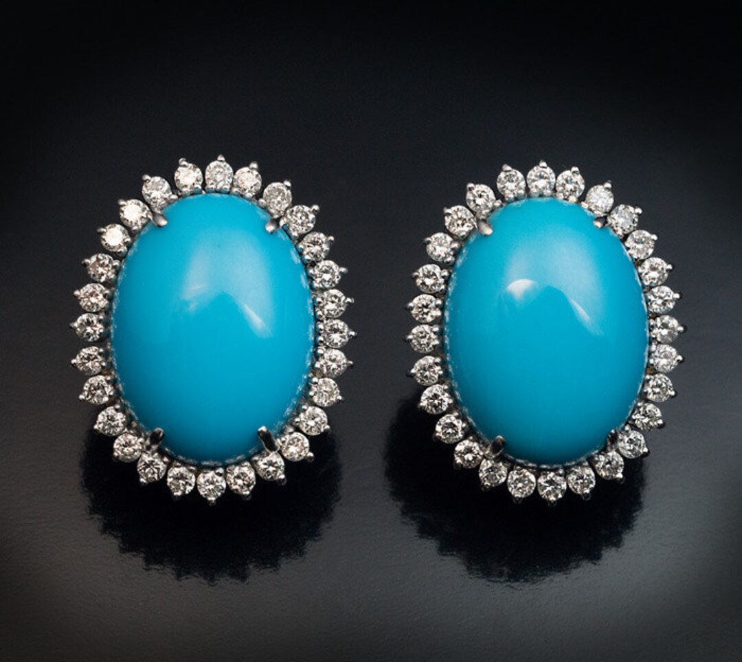 Gem Treasures Sleeping Beauty Turquoise & Gemstone Halo Stud Earrings