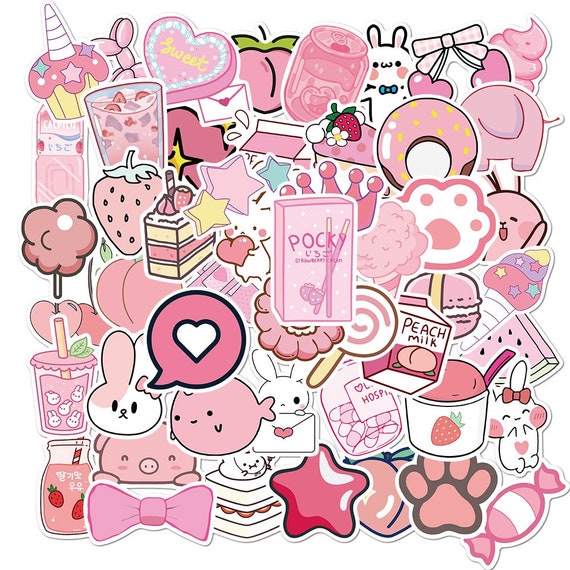 10/30/50PCS Cute Pink Style Cartoon Stickers DIY Car Bike Etsy