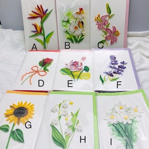 Cartes de fleurs quilling avec enveloppes - Cartes en papier faites main - Cartes de quilling