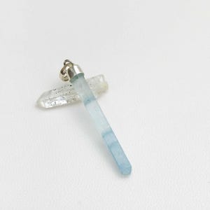 Raw Aquamarine Crystal Pendant: Sterling Silver March Birthstone