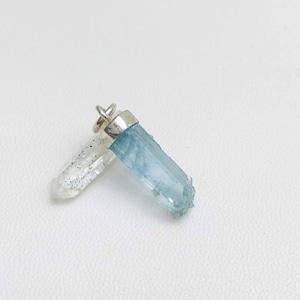 Raw Aquamarine Crystal Pendant: Sterling Silver March Birthstone