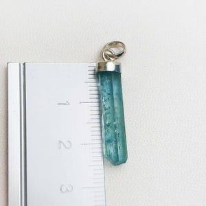 Raw Aquamarine Crystal Pendant: Sterling Silver March Birthstone