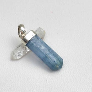Raw Aquamarine Crystal Pendant: Sterling Silver March Birthstone
