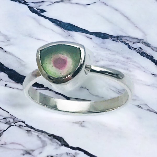 High quality Watermelon tourmaline rings -watermelon tourmaline jewelry- raw tourmaline ring- gift for her- raw minialist ring for girls