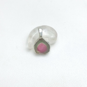 Watermelon tourmaline pendant for kids- watermelon tourmaline necklace- watermelon tourmaline stone-pink tourmaline pendant