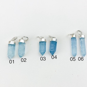 Ruwe aquamarijnkristalhanger - ruwe aquamarijnketting - cadeau voor haar - geboortesteen maart