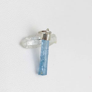 Raw Aquamarine Crystal Pendant: Sterling Silver March Birthstone