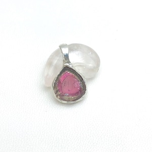 Watermelon tourmaline pendant for kids- watermelon tourmaline necklace- watermelon tourmaline stone-pink tourmaline pendant