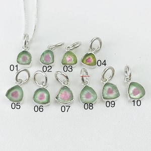 Tiny watermelon tourmaline pendant for kids- watermelon tourmaline necklace- watermelon tourmaline stone-pink tourmaline pendant