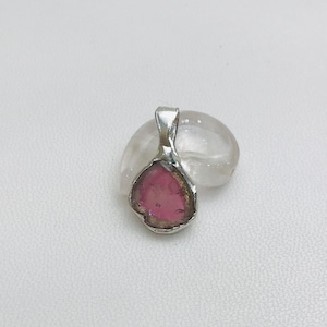 Watermelon tourmaline pendant for kids- watermelon tourmaline necklace- watermelon tourmaline stone-pink tourmaline pendant