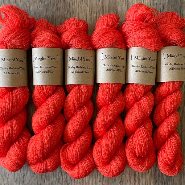 Orange 100% Merino Wool Reclaimed Recycled Yarn Lace Weight