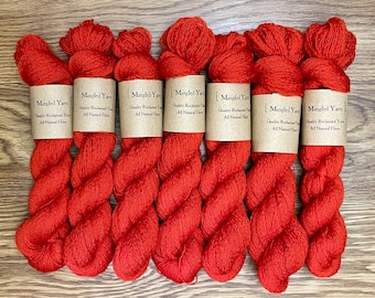 Red-Orange 100% Merino Wool Reclaimed Recycled Yarn Lace Weight