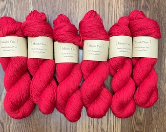 Red Cotton/Wool Blend Reclaimed Recycled Yarn Sport Weight