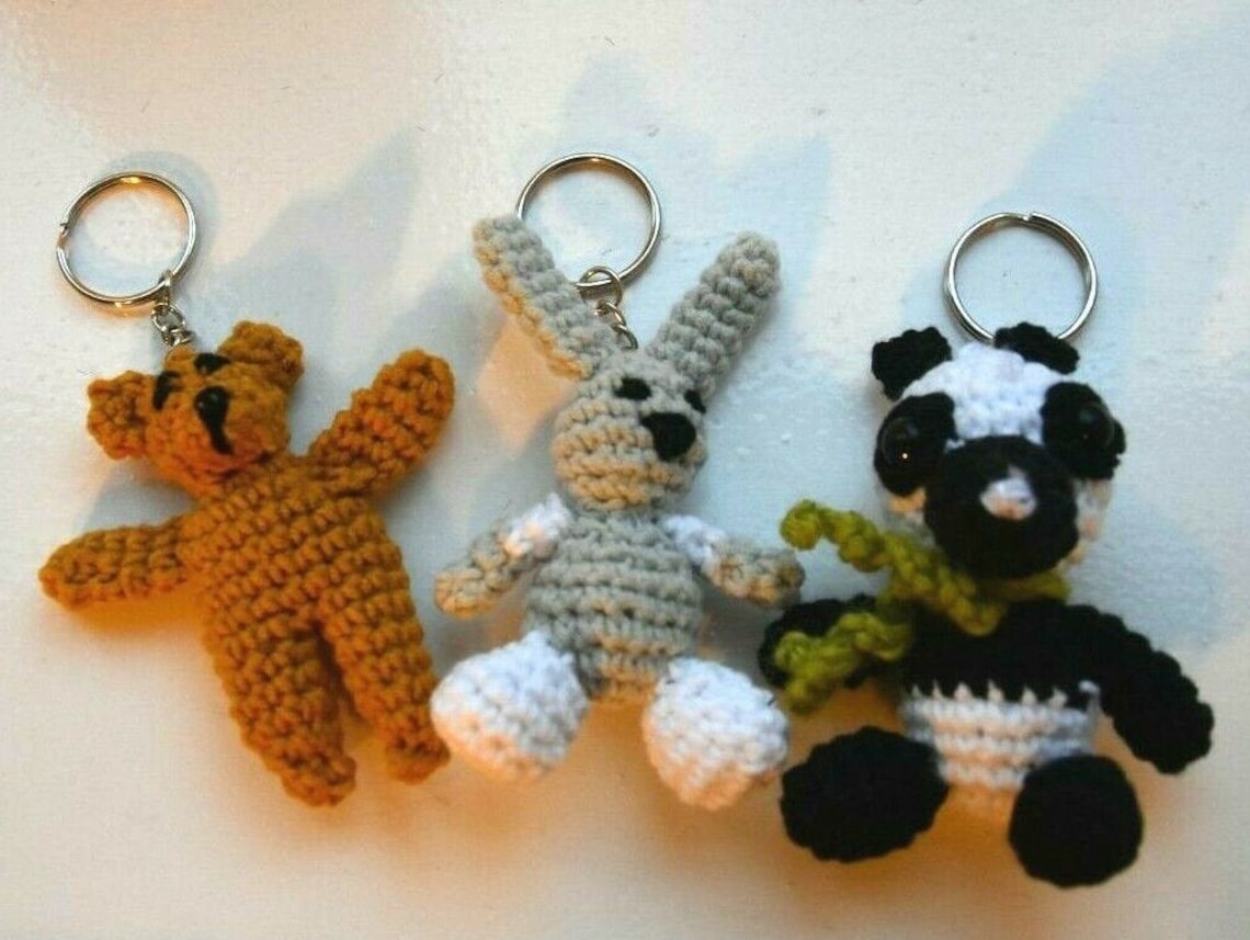 Handmade Little Animal Keyrings Crochet Amigurumi Crafts Etsy