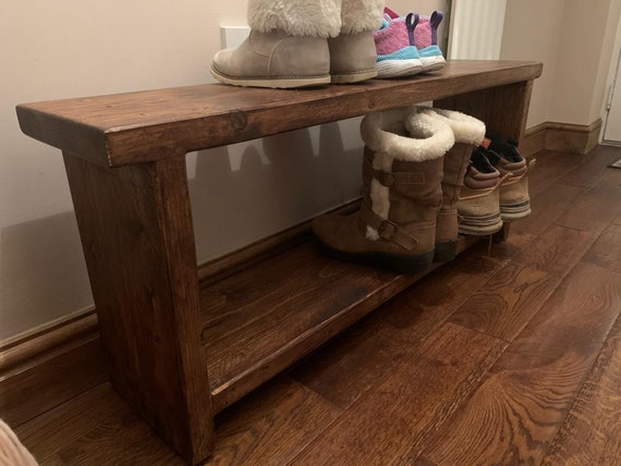 1 Solid Wooden Shoe Storage Bench | Shoe Rack | Chunky Solid Wood | Hand Made | Rustic