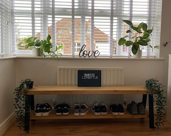 A frame Bench With Shelf  l Shoe Rack l  Chunky Timber l 13 Oil Colours