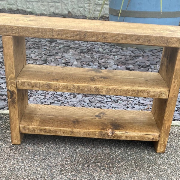 Solid Wooden Shoe Storage Bench | Shoe Rack | Chunky Solid Wood | Hand Made | Rustic | With Shelf