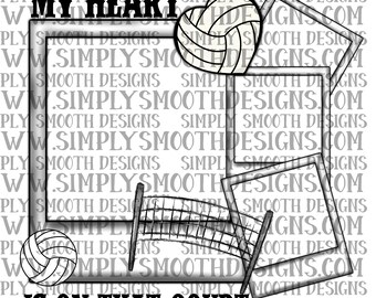 My heart is on that field volleyball Polaroids picture custom blank png download original designer