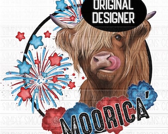 Moorica highland cow patriotic  original designer