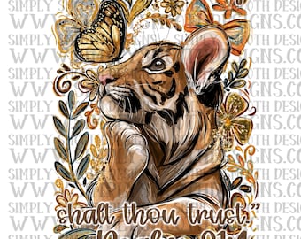 Religiöser Tiger (PNG-Download), Glaubenskunst, floral, viral, Psalm 91,4 (Digitale Datei)