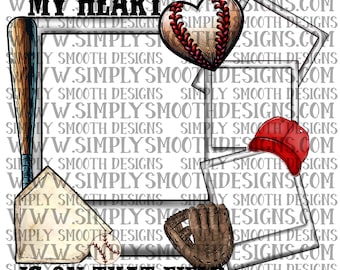 Il mio cuore è su quel campo da baseball Polaroid immagine personalizzata vuota png scarica il designer originale