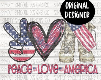 Peace love america png download original designer