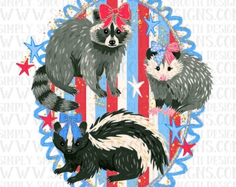 trashy trio png download, 4th of July download, raccoon, viral designs, png original designer