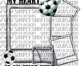 My heart is on that field soccer Polaroids picture custom blank png download original designer