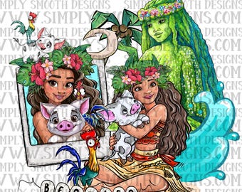 Besties ocean princess friends Polaroid Watercolor Art (Digital Download), viral png download