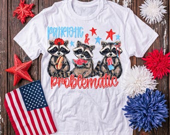 patriotic and problematic raccoons, Fourth of July png, viral png, png download