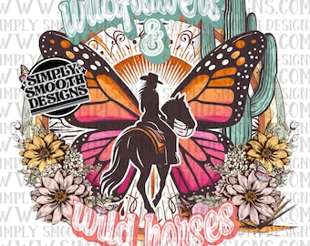 Fiori di campo occidentali e cavalli selvaggi png DESIGNER ORIGINALE