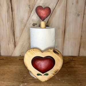 Accessorio Cucina Legno, porta scottex con casette dipinto a mano