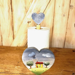 Accessorio Cucina Legno, porta scottex con casetta e cielo
