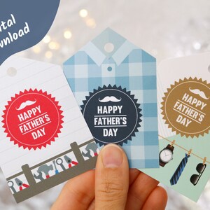 Printable Father&#39;s Day Tags - Set of 9 | Father&#39;s Day Digital Download | Father&#39;s Day Digital Cards | Father&#39;s Day Gift and Favour Tags