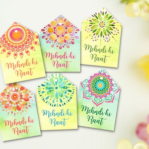 Mehndi Favor Tags - Customizable | Mehndi Favours | Mehndi ki Raat Tags | Mehndi Decor | Dholki | Sangeet Favors | Henna Night Favors