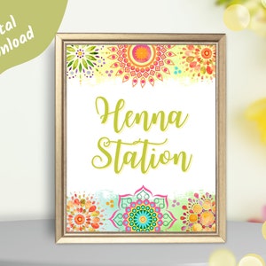 Printable Henna Station Sign - 8 x 10 | Mehndi Station Sign | Mehndi Decor | Sangeet Decor | Haldi | Dholki | Maiyoon | Henna Night