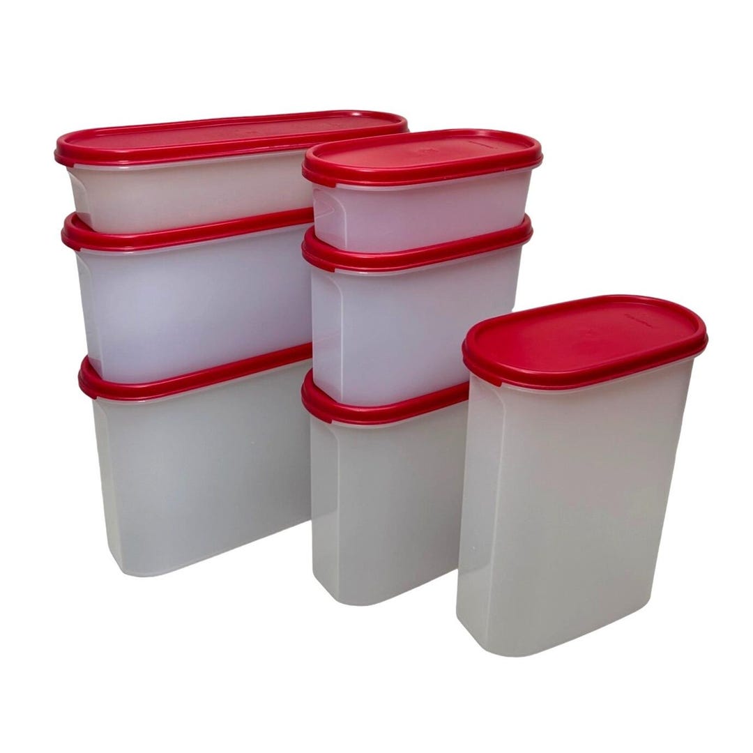 Tupperware Modular Mates Set of 7 With Red Seals Lids - Etsy