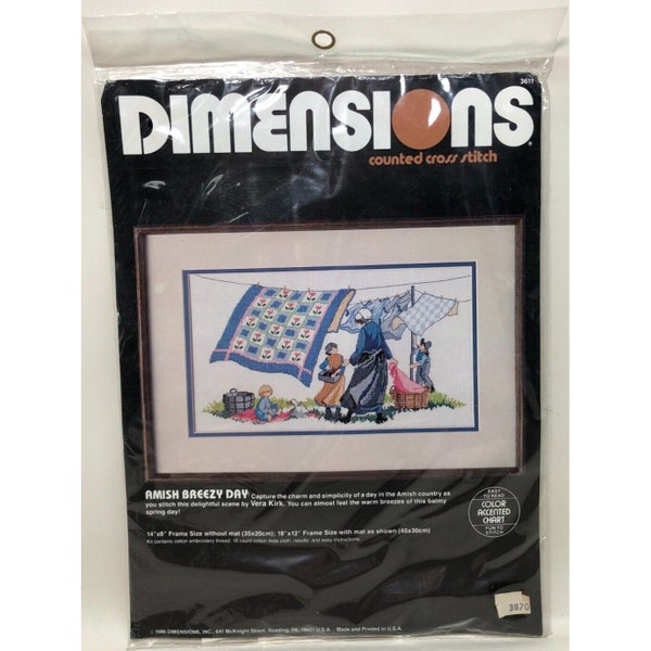 Vintage Dimensions Amish Breezy Day Counted Cross Stitch Kit 3611 - New Sealed