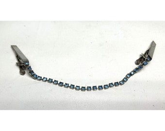 Vintage Blue Rhinestone Sweater Guard Clip jewelry accessory