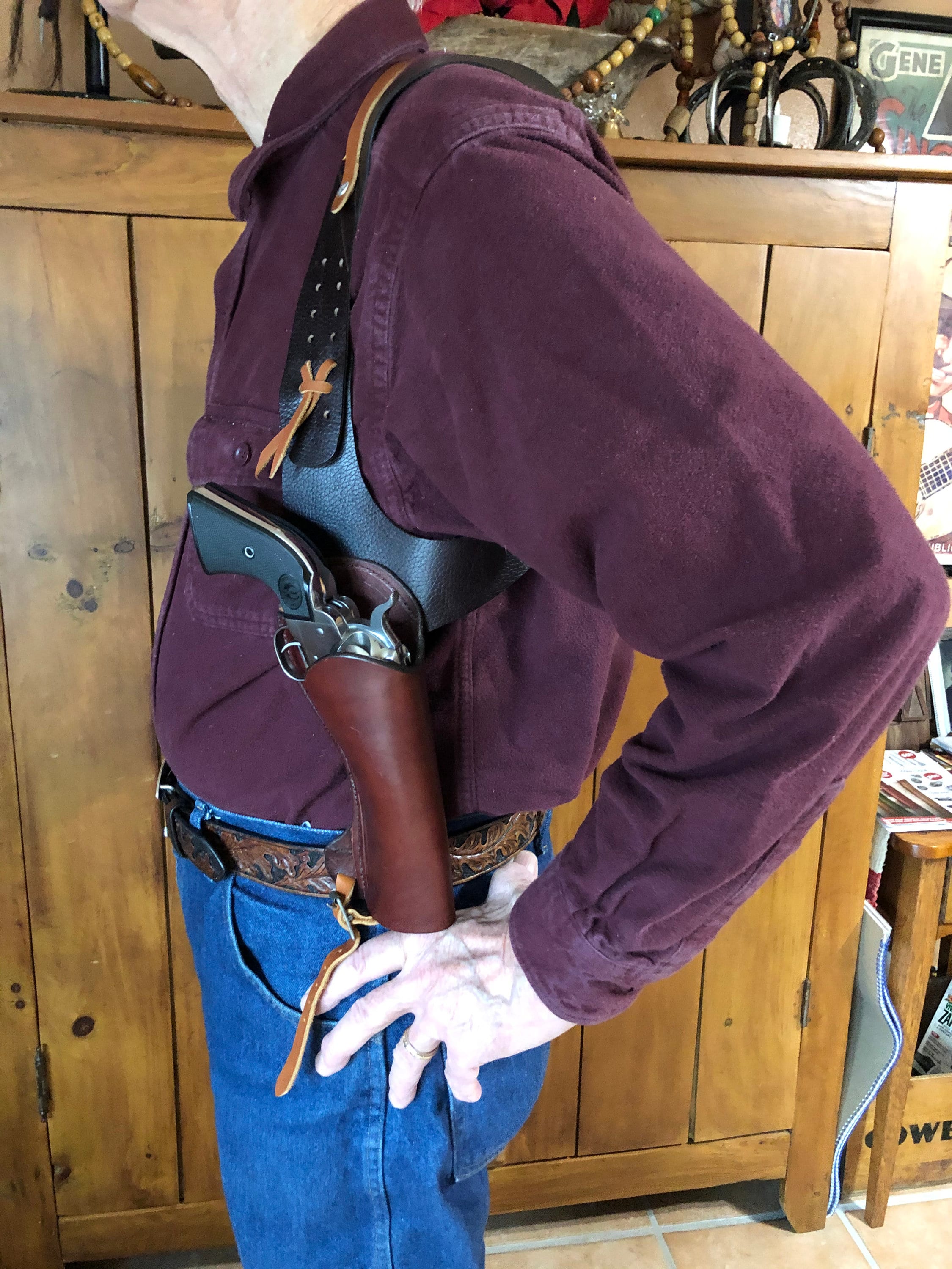 Handmade Leather Shoulder Holster right hand Fits single - Etsy Polska