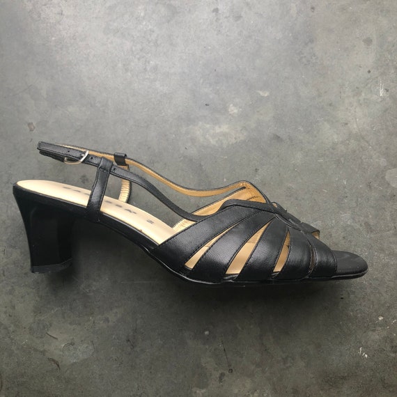 Vintage Zwarte Leren Sandalen Dansschoenen Maat 38 Etsy