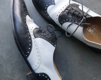 V.S Formele schoenen Vintage mannen zwart lederen Brogue schoenen Klassieke schoenen Maat EU 42/ UK M 8 M 8,5 Schoenen Herenschoenen Oxfords & Wingtips jaren 80 chunky Oxford schoenen met veters 