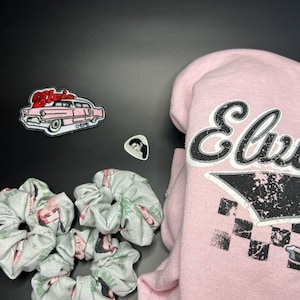 Elvis Presley Hair Scrunchies | Pink Cadillac | Handmade Hair Scrunchies