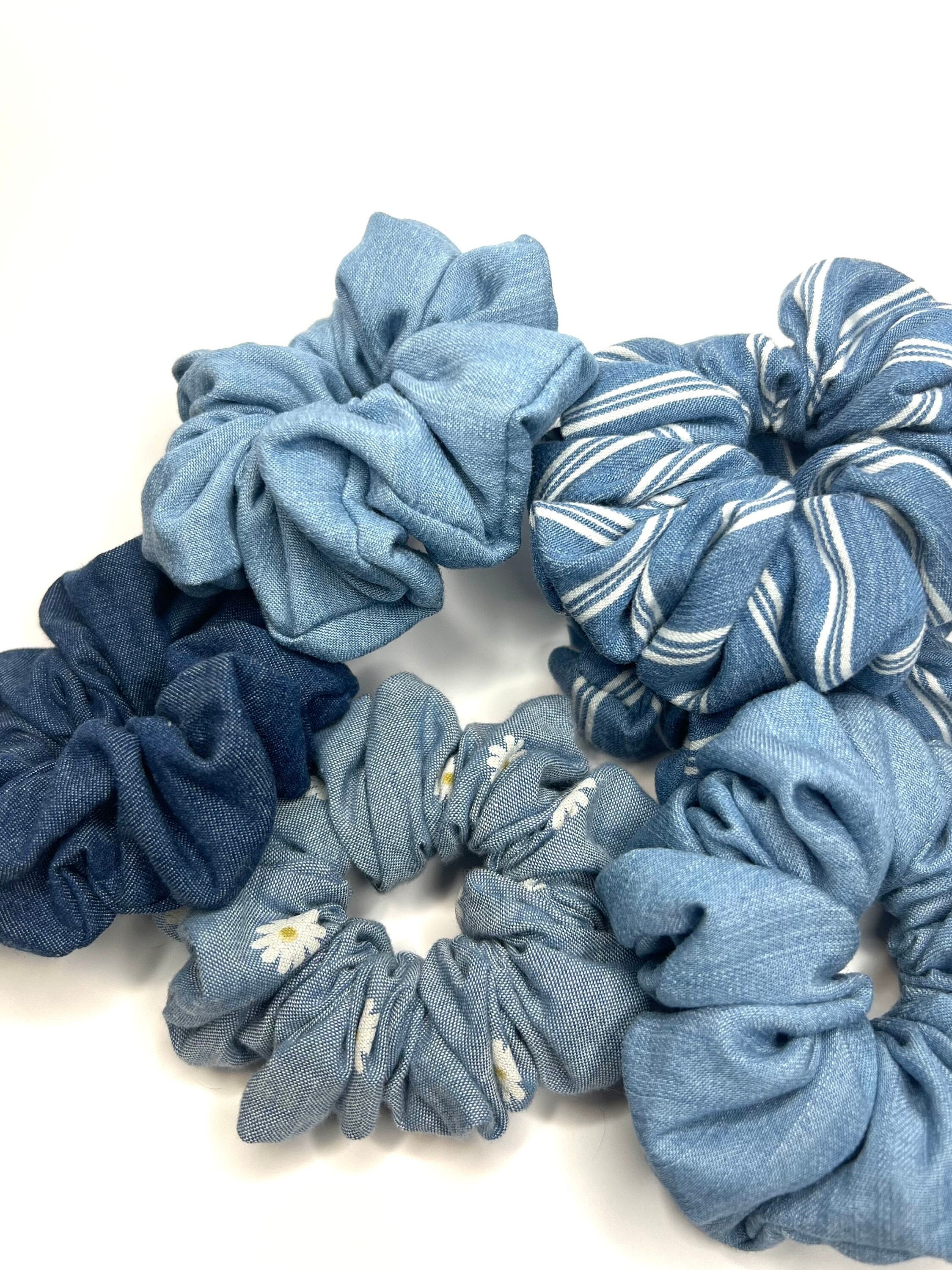 1 Left! Blue Denim Patterned Scrunchie Hair Tie Denim scrunchie Blue For Women | Maje main image 3