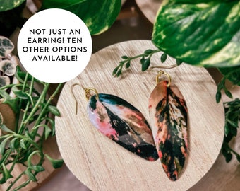 Strawberry Shake Philodendron Watercolor Style Earrings, Rare Houseplant, Boho Gift Ideas, Herbology, Plantology, Plant Addict