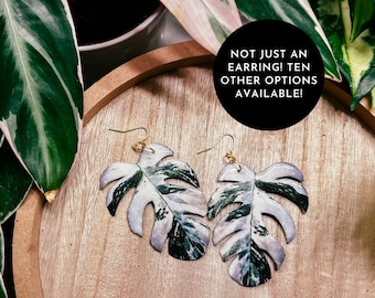 Monstera Albo Watercolor-Style Gift: Hypoallergenic Statement Jewelry, Rare Trendy Houseplant, Magnet, Keychain, Plant Pin, Wall Hanging